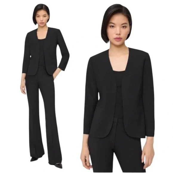 Theory Black Open Front Blazer Lindrayia B Admiral Crepe Office